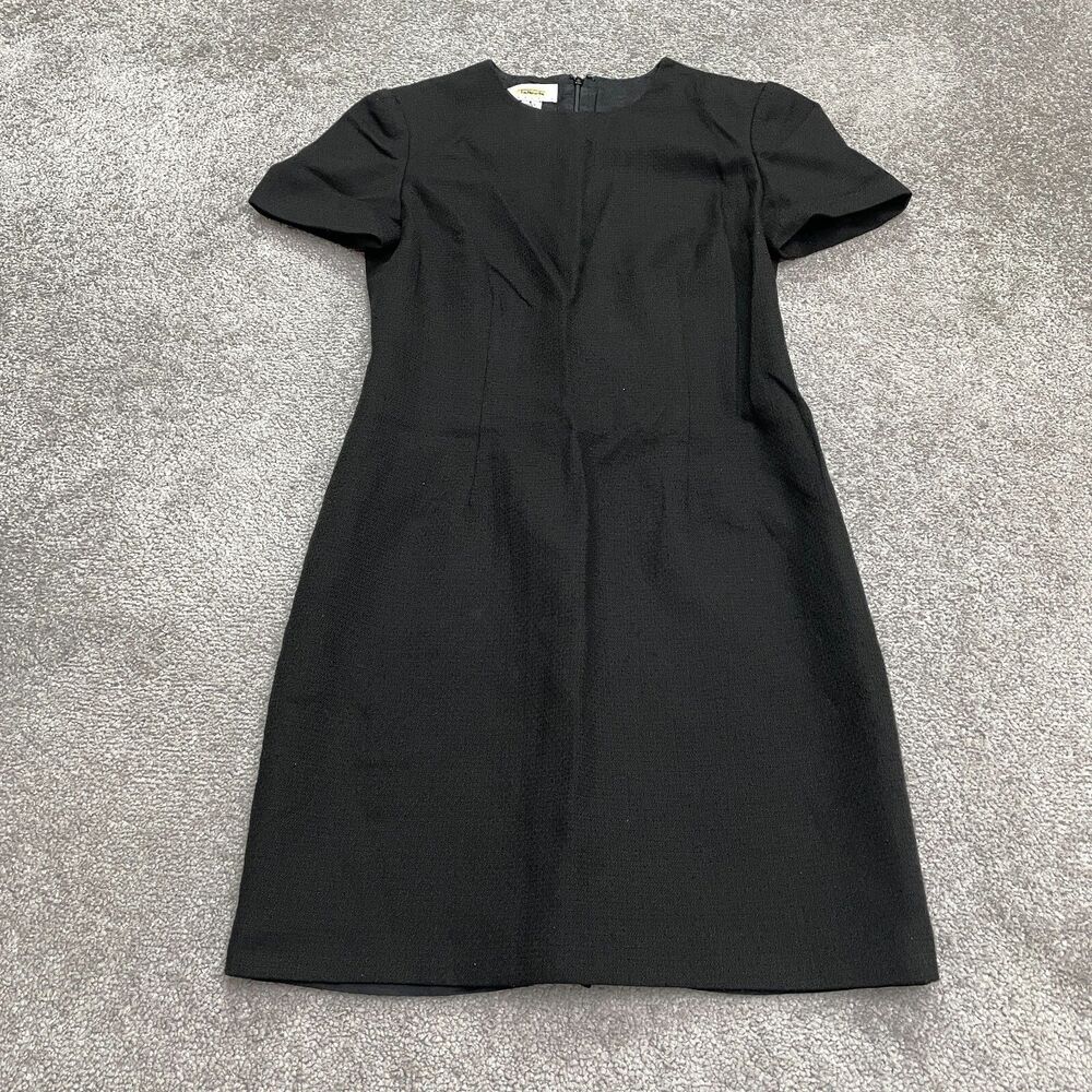 Talbots Black Short-Sleeve Midi Sheath Dress